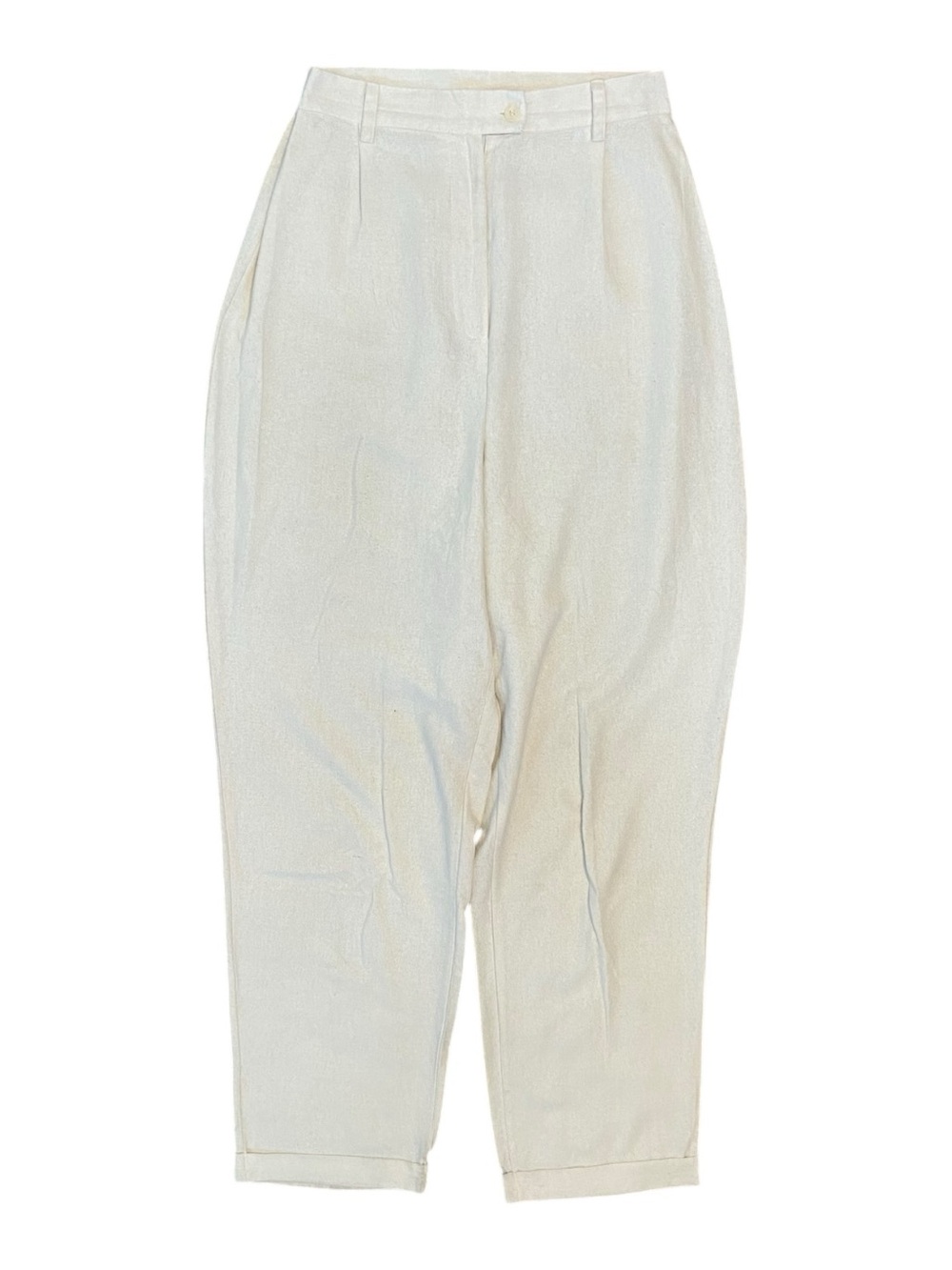 Cream ivory 100% silk high waisted tapered trousers